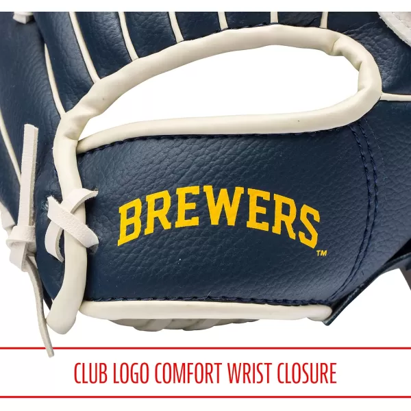 Franklin Sports MLB Youth Teeball Glove and Ball Set  Kids Baseball and Teeball Glove and Ball  Perfect First Kids Glove  95quotMilwaukee Brewers