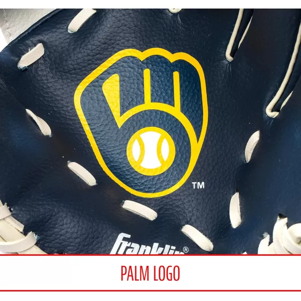 Franklin Sports MLB Youth Teeball Glove and Ball Set  Kids Baseball and Teeball Glove and Ball  Perfect First Kids Glove  95quotMilwaukee Brewers