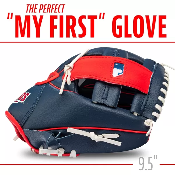 Franklin Sports MLB Youth Teeball Glove and Ball Set  Kids Baseball and Teeball Glove and Ball  Perfect First Kids Glove  95quotMinnesota Twins