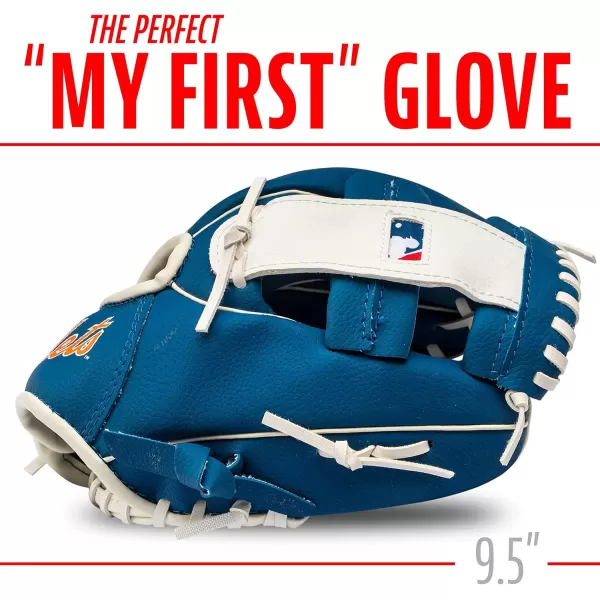 Franklin Sports MLB Youth Teeball Glove and Ball Set  Kids Baseball and Teeball Glove and Ball  Perfect First Kids Glove  95quotNew York Mets