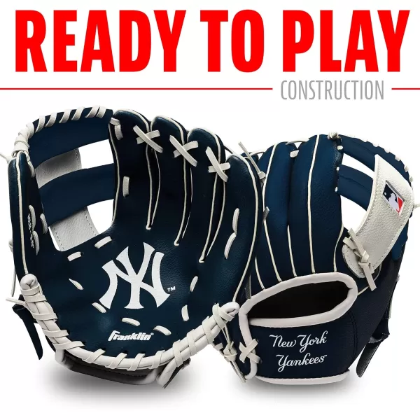 Franklin Sports MLB Youth Teeball Glove and Ball Set  Kids Baseball and Teeball Glove and Ball  Perfect First Kids Glove  95quotNew York Yankees