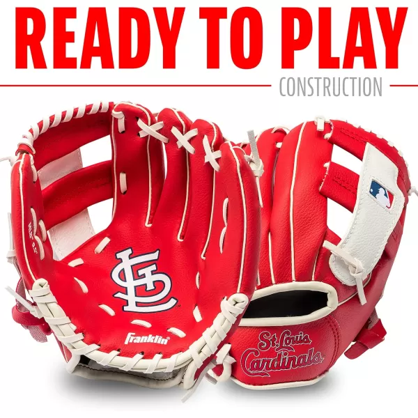 Franklin Sports MLB Youth Teeball Glove and Ball Set  Kids Baseball and Teeball Glove and Ball  Perfect First Kids Glove  95quotSt Louis Cardinals