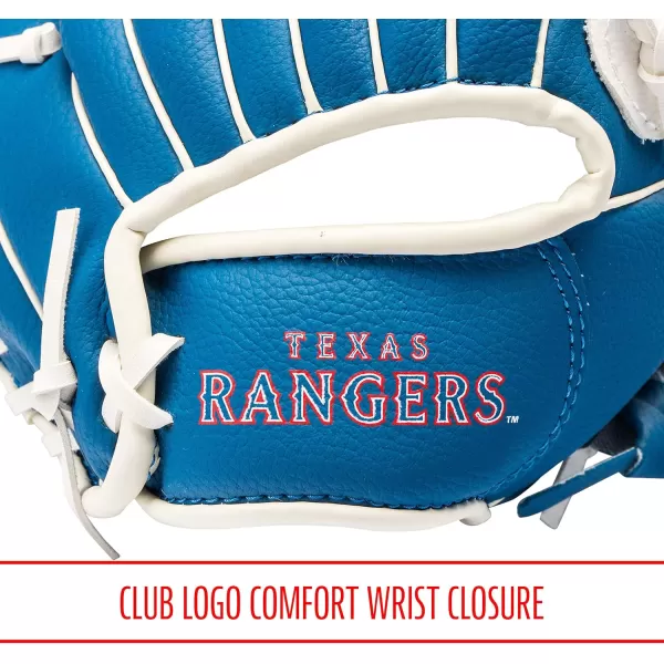 Franklin Sports MLB Youth Teeball Glove and Ball Set  Kids Baseball and Teeball Glove and Ball  Perfect First Kids Glove  95quotTexas Rangers