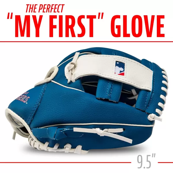 Franklin Sports MLB Youth Teeball Glove and Ball Set  Kids Baseball and Teeball Glove and Ball  Perfect First Kids Glove  95quotTexas Rangers