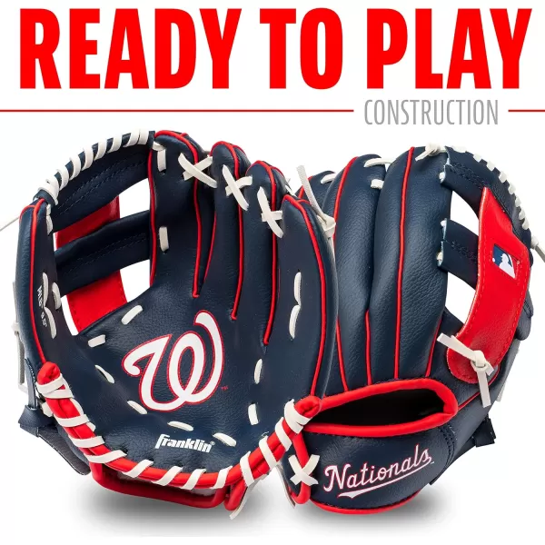 Franklin Sports MLB Youth Teeball Glove and Ball Set  Kids Baseball and Teeball Glove and Ball  Perfect First Kids Glove  95quotWashington Nationals