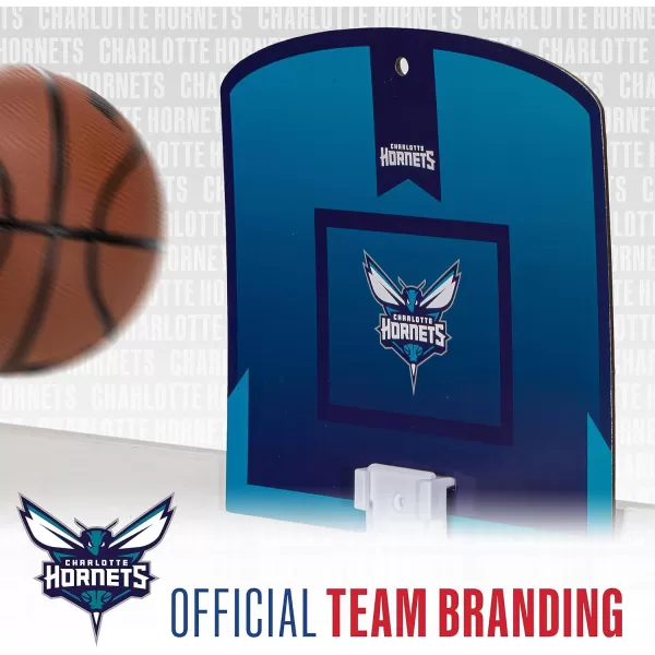 Franklin Sports NBA Mini Over the Door Basketball Hoop  Kids Indoor Mini Basketball Hoop with Basketball  NBA Fan Shop Mini Hoop for Bedroom  Office  Over the Door Mini Hoop SetCharlotte Hornets