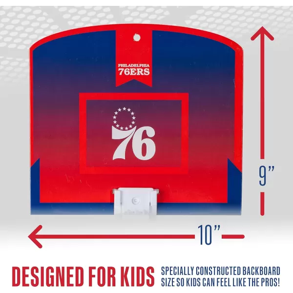 Franklin Sports NBA Mini Over the Door Basketball Hoop  Kids Indoor Mini Basketball Hoop with Basketball  NBA Fan Shop Mini Hoop for Bedroom  Office  Over the Door Mini Hoop SetPhiladelphia 76ers
