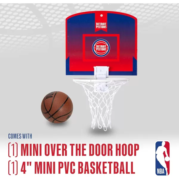 Franklin Sports NBA Mini Over the Door Basketball Hoop  Kids Indoor Mini Basketball Hoop with Basketball  NBA Fan Shop Mini Hoop for Bedroom  Office  Over the Door Mini Hoop SetDetroit Pistons
