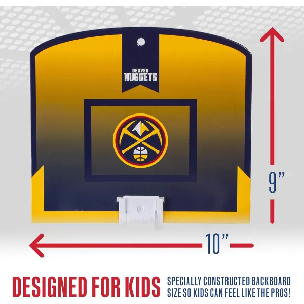 Franklin Sports NBA Mini Over the Door Basketball Hoop  Kids Indoor Mini Basketball Hoop with Basketball  NBA Fan Shop Mini Hoop for Bedroom  Office  Over the Door Mini Hoop SetDenver Nuggets