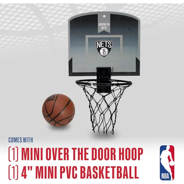 Franklin Sports NBA Mini Over the Door Basketball Hoop  Kids Indoor Mini Basketball Hoop with Basketball  NBA Fan Shop Mini Hoop for Bedroom  Office  Over the Door Mini Hoop SetBrooklyn Nets