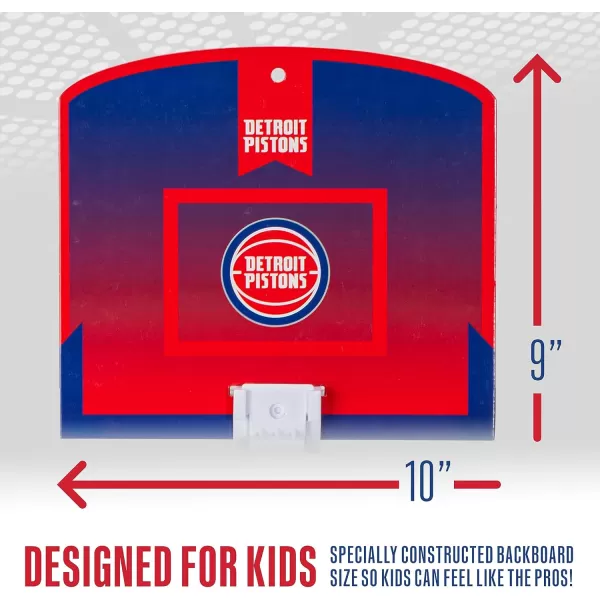 Franklin Sports NBA Mini Over the Door Basketball Hoop  Kids Indoor Mini Basketball Hoop with Basketball  NBA Fan Shop Mini Hoop for Bedroom  Office  Over the Door Mini Hoop SetDetroit Pistons