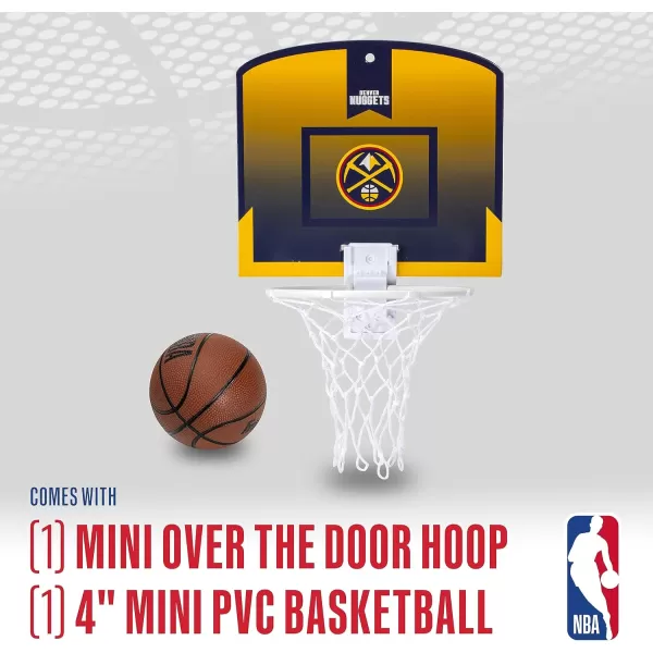 Franklin Sports NBA Mini Over the Door Basketball Hoop  Kids Indoor Mini Basketball Hoop with Basketball  NBA Fan Shop Mini Hoop for Bedroom  Office  Over the Door Mini Hoop SetDenver Nuggets