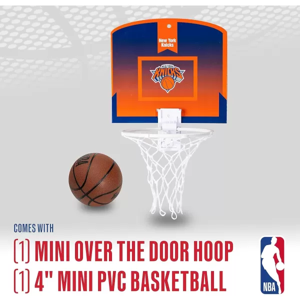 Franklin Sports NBA Mini Over the Door Basketball Hoop  Kids Indoor Mini Basketball Hoop with Basketball  NBA Fan Shop Mini Hoop for Bedroom  Office  Over the Door Mini Hoop SetNew York Knicks