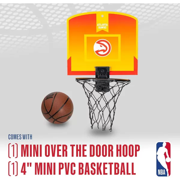 Franklin Sports NBA Mini Over the Door Basketball Hoop  Kids Indoor Mini Basketball Hoop with Basketball  NBA Fan Shop Mini Hoop for Bedroom  Office  Over the Door Mini Hoop SetAtlanta Hawks