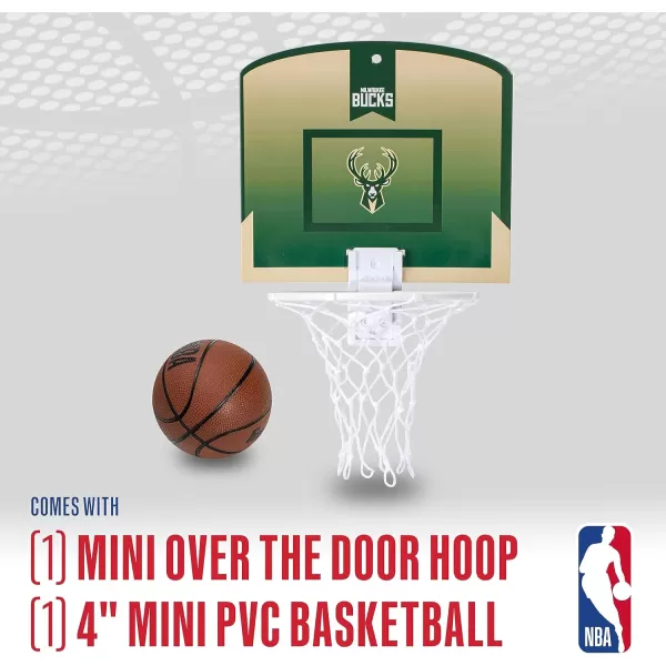 Franklin Sports NBA Mini Over the Door Basketball Hoop  Kids Indoor Mini Basketball Hoop with Basketball  NBA Fan Shop Mini Hoop for Bedroom  Office  Over the Door Mini Hoop SetMilwaukee Bucks