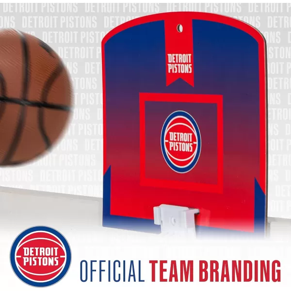 Franklin Sports NBA Mini Over the Door Basketball Hoop  Kids Indoor Mini Basketball Hoop with Basketball  NBA Fan Shop Mini Hoop for Bedroom  Office  Over the Door Mini Hoop SetDetroit Pistons