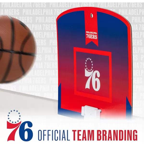 Franklin Sports NBA Mini Over the Door Basketball Hoop  Kids Indoor Mini Basketball Hoop with Basketball  NBA Fan Shop Mini Hoop for Bedroom  Office  Over the Door Mini Hoop SetPhiladelphia 76ers
