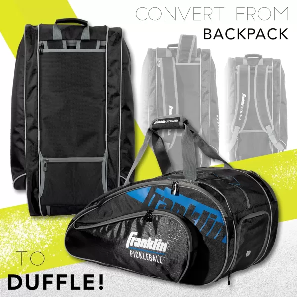 Franklin Sports Pickleball Paddle Bag  Pro Series Pickleball Bags for Paddles Pickleballs Gear  Equipment  Pickleball Paddle Bags for Men  Women  Perfect for Gear  AccessoriesBlackBlue