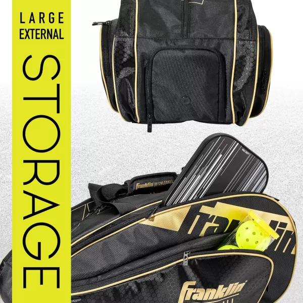 Franklin Sports Pickleball Paddle Bag  Pro Series Pickleball Bags for Paddles Pickleballs Gear  Equipment  Pickleball Paddle Bags for Men  Women  Perfect for Gear  AccessoriesBlackGold