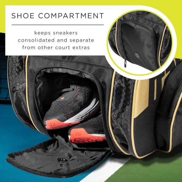 Franklin Sports Pickleball Paddle Bag  Pro Series Pickleball Bags for Paddles Pickleballs Gear  Equipment  Pickleball Paddle Bags for Men  Women  Perfect for Gear  AccessoriesBlackGold