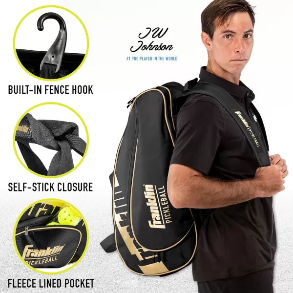 Franklin Sports Pickleball Paddle Bag  Pro Series Pickleball Bags for Paddles Pickleballs Gear  Equipment  Pickleball Paddle Bags for Men  Women  Perfect for Gear  AccessoriesBlackGold
