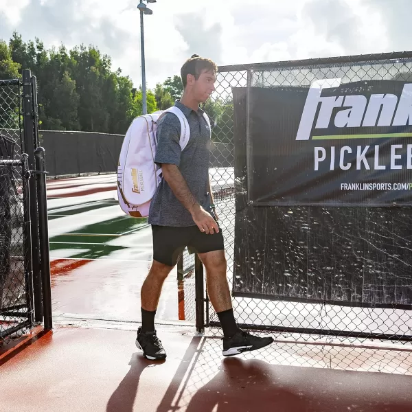 Franklin Sports Pickleball Paddle Bag  Pro Series Pickleball Bags for Paddles Pickleballs Gear  Equipment  Pickleball Paddle Bags for Men  Women  Perfect for Gear  AccessoriesWhiteGold