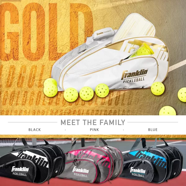 Franklin Sports Pickleball Paddle Bag  Pro Series Pickleball Bags for Paddles Pickleballs Gear  Equipment  Pickleball Paddle Bags for Men  Women  Perfect for Gear  AccessoriesWhiteGold