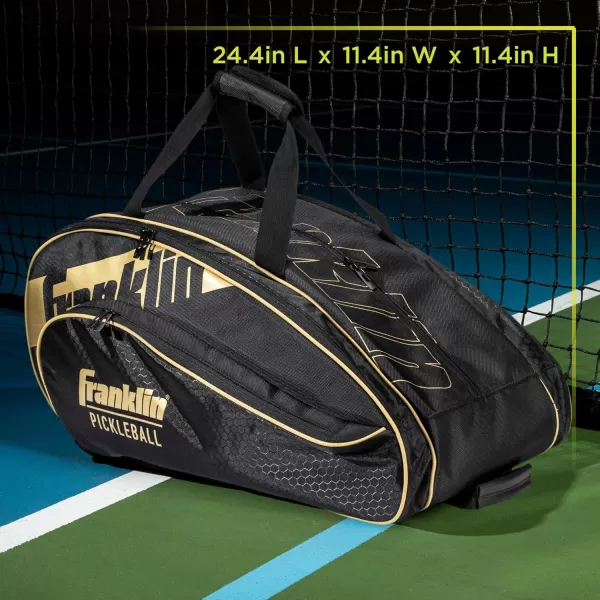 Franklin Sports Pickleball Paddle Bag  Pro Series Pickleball Bags for Paddles Pickleballs Gear  Equipment  Pickleball Paddle Bags for Men  Women  Perfect for Gear  AccessoriesBlackGold