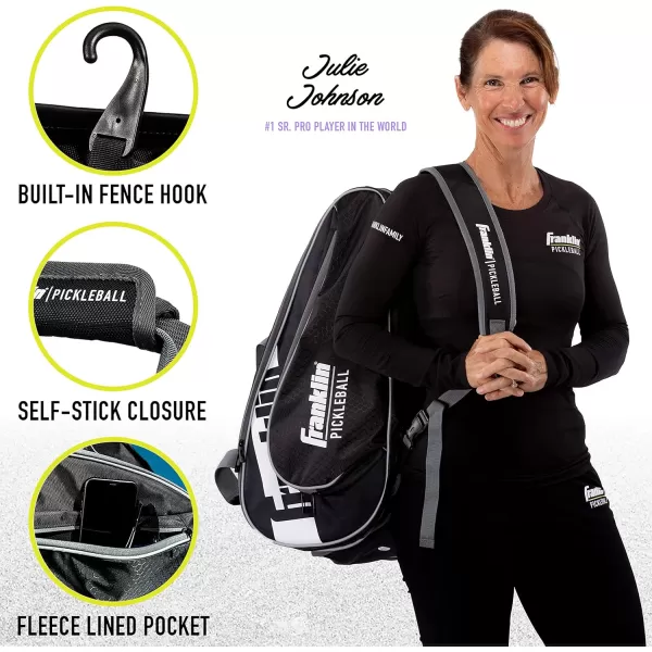 Franklin Sports Pickleball Paddle Bag  Pro Series Pickleball Bags for Paddles Pickleballs Gear  Equipment  Pickleball Paddle Bags for Men  Women  Perfect for Gear  AccessoriesBlack