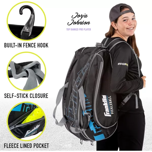 Franklin Sports Pickleball Paddle Bag  Pro Series Pickleball Bags for Paddles Pickleballs Gear  Equipment  Pickleball Paddle Bags for Men  Women  Perfect for Gear  AccessoriesBlackBlue