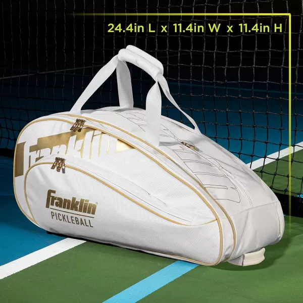 Franklin Sports Pickleball Paddle Bag  Pro Series Pickleball Bags for Paddles Pickleballs Gear  Equipment  Pickleball Paddle Bags for Men  Women  Perfect for Gear  AccessoriesWhiteGold