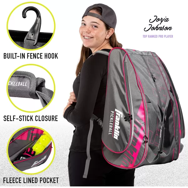 Franklin Sports Pickleball Paddle Bag  Pro Series Pickleball Bags for Paddles Pickleballs Gear  Equipment  Pickleball Paddle Bags for Men  Women  Perfect for Gear  AccessoriesGrayPink