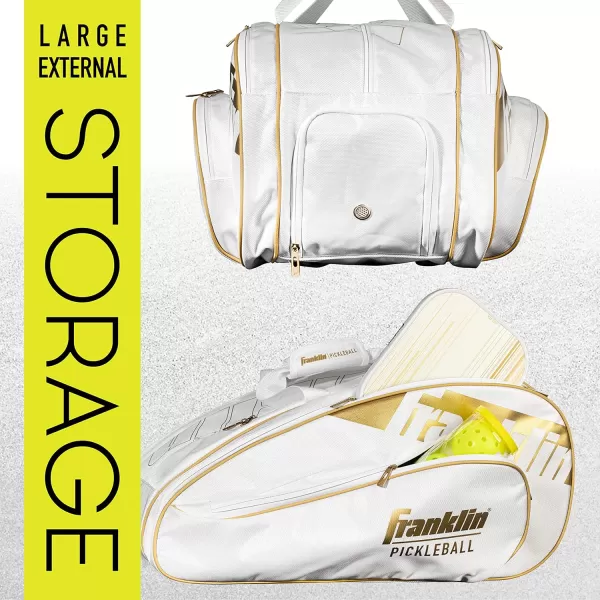 Franklin Sports Pickleball Paddle Bag  Pro Series Pickleball Bags for Paddles Pickleballs Gear  Equipment  Pickleball Paddle Bags for Men  Women  Perfect for Gear  AccessoriesWhiteGold