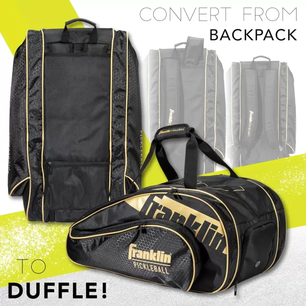 Franklin Sports Pickleball Paddle Bag  Pro Series Pickleball Bags for Paddles Pickleballs Gear  Equipment  Pickleball Paddle Bags for Men  Women  Perfect for Gear  AccessoriesBlackGold