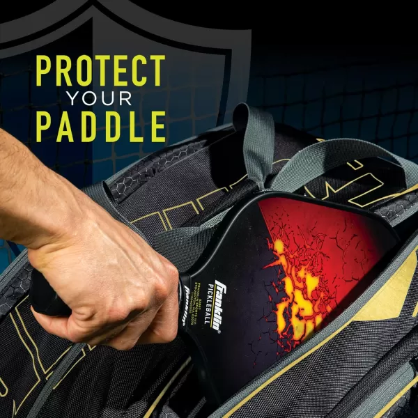 Franklin Sports Pickleball Paddle Bag  Pro Series Pickleball Bags for Paddles Pickleballs Gear  Equipment  Pickleball Paddle Bags for Men  Women  Perfect for Gear  AccessoriesBlackGold