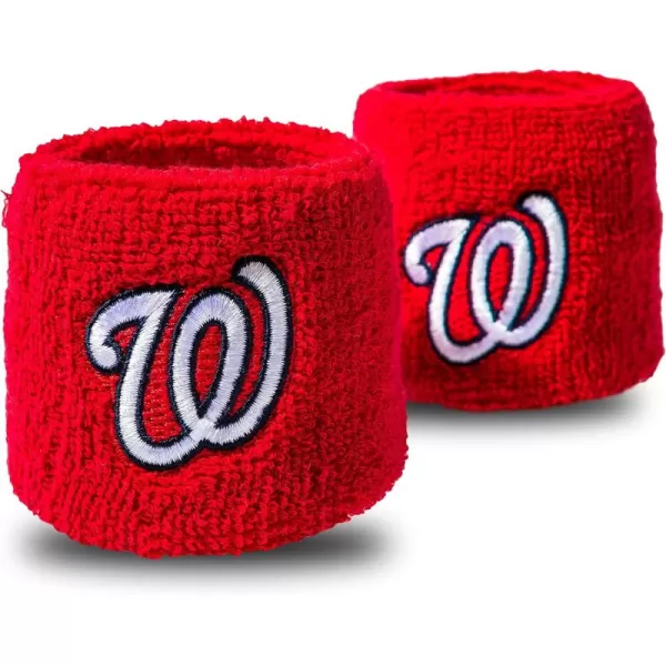 Franklin Sports MLB Team Licensed Baseball Wristbands  MLB Team Logo Sweat Wristbands  Great for Costumes  Uniforms  PairWashington Nationals