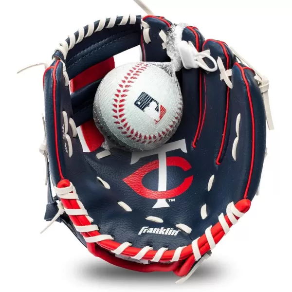 Franklin Sports MLB Youth Teeball Glove and Ball Set  Kids Baseball and Teeball Glove and Ball  Perfect First Kids Glove  95quotMinnesota Twins