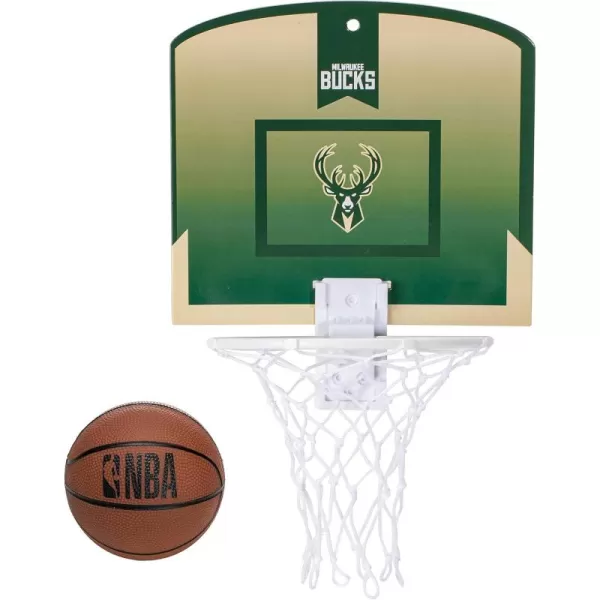 Franklin Sports NBA Mini Over the Door Basketball Hoop  Kids Indoor Mini Basketball Hoop with Basketball  NBA Fan Shop Mini Hoop for Bedroom  Office  Over the Door Mini Hoop SetMilwaukee Bucks