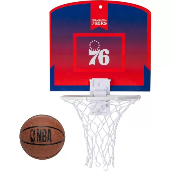 Franklin Sports NBA Mini Over the Door Basketball Hoop  Kids Indoor Mini Basketball Hoop with Basketball  NBA Fan Shop Mini Hoop for Bedroom  Office  Over the Door Mini Hoop SetPhiladelphia 76ers