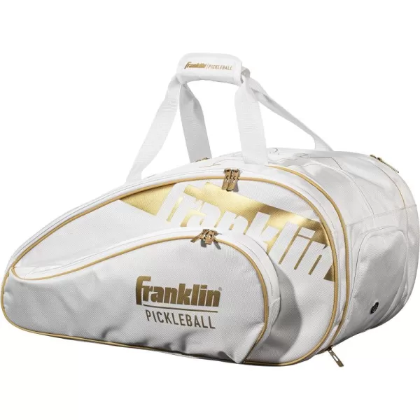 Franklin Sports Pickleball Paddle Bag  Pro Series Pickleball Bags for Paddles Pickleballs Gear  Equipment  Pickleball Paddle Bags for Men  Women  Perfect for Gear  AccessoriesWhiteGold