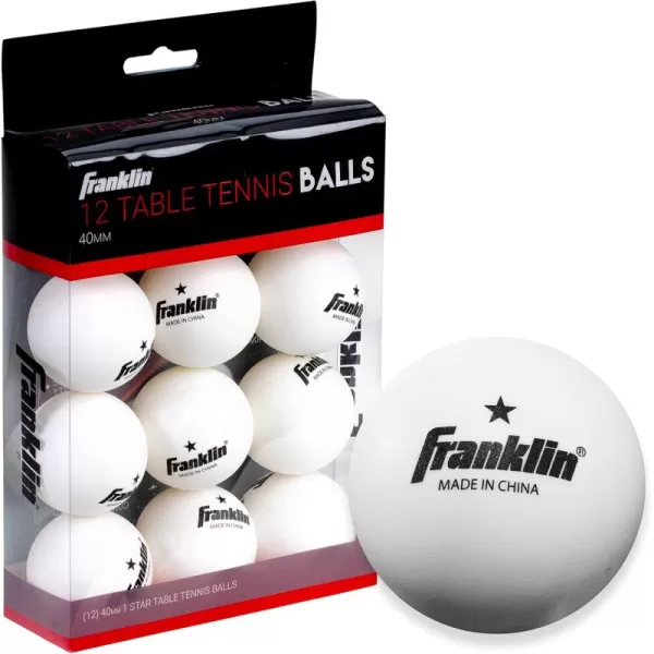 Franklin Sports Ping Pong Balls  Official Size  Weight White 40mm Table Tennis One Star Professional Durable High Performance 12 Count Pack of 1 Packaging may vary WhitePack of 12