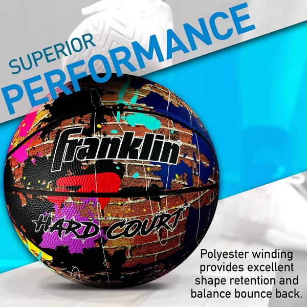 Franklin Sports Hard Court Basketball  Official Size Basketball  Indoor  Outdoor Street Basketball  295quot Rubber Basketball  Air Pump Included