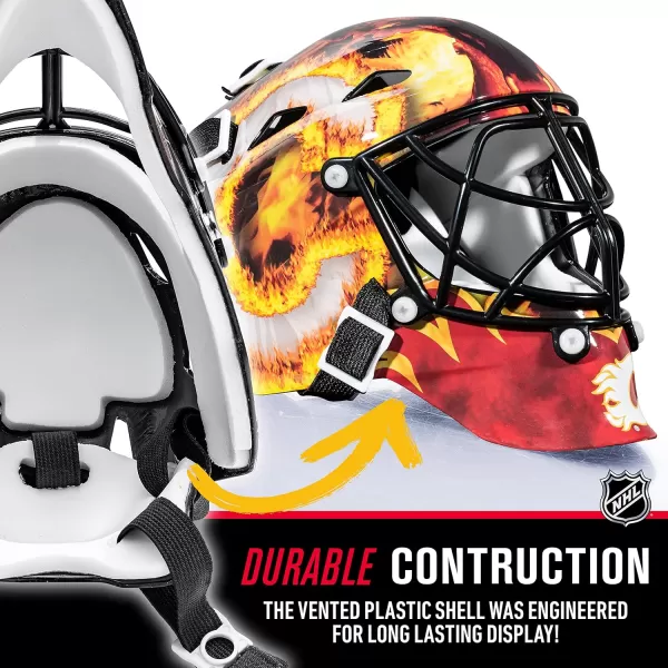Franklin Sports NHL Team Logo Mini Hockey Goalie Mask with Case  Collectible Goalie Mask with Official NHL Logos and ColorsCalgary Flames