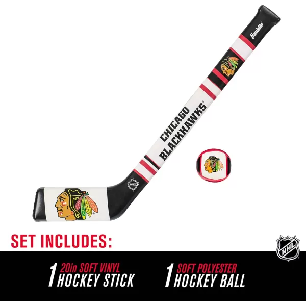 Franklin Sports NHL Team Mini Soft Hockey Stick Set  NHL Team Soft Foam Mini Hockey Stick and Ball  Great Toy for KidsChicago Blackhawks