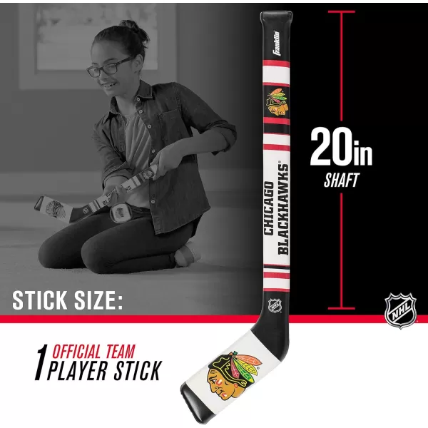 Franklin Sports NHL Team Mini Soft Hockey Stick Set  NHL Team Soft Foam Mini Hockey Stick and Ball  Great Toy for KidsChicago Blackhawks