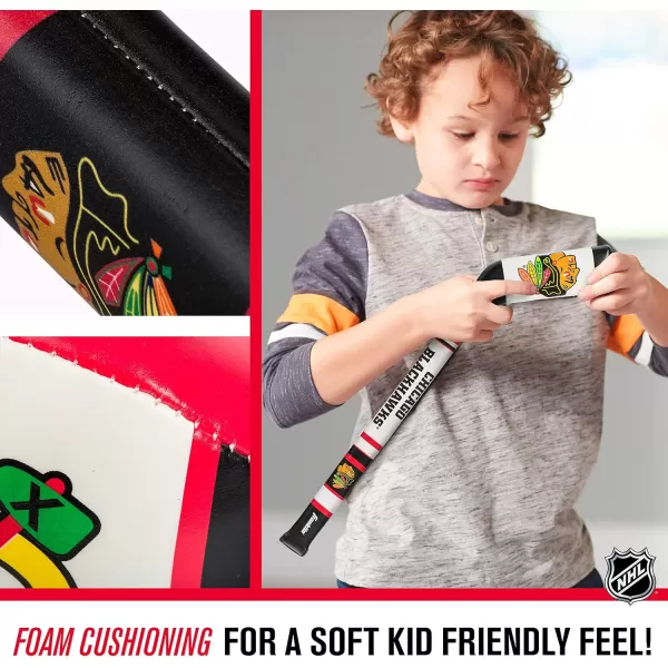 Franklin Sports NHL Team Mini Soft Hockey Stick Set  NHL Team Soft Foam Mini Hockey Stick and Ball  Great Toy for KidsChicago Blackhawks