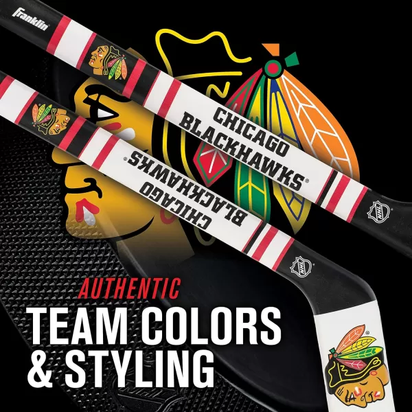 Franklin Sports NHL Team Mini Soft Hockey Stick Set  NHL Team Soft Foam Mini Hockey Stick and Ball  Great Toy for KidsChicago Blackhawks