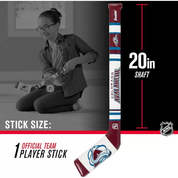 Franklin Sports NHL Team Mini Soft Hockey Stick Set  NHL Team Soft Foam Mini Hockey Stick and Ball  Great Toy for KidsColorado Avalanche