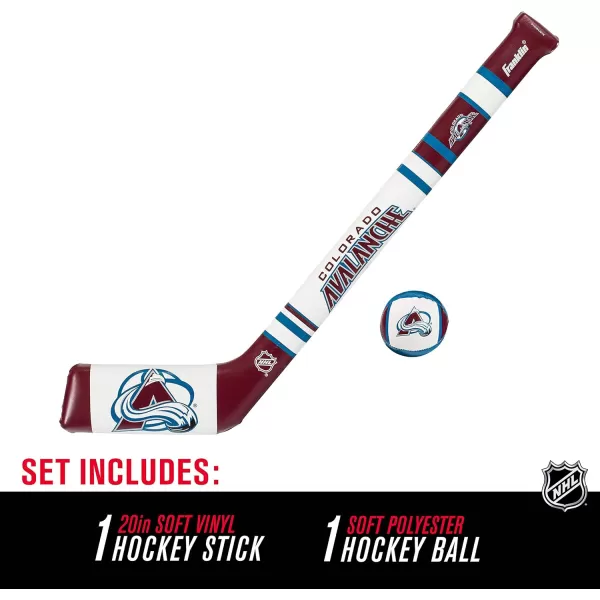 Franklin Sports NHL Team Mini Soft Hockey Stick Set  NHL Team Soft Foam Mini Hockey Stick and Ball  Great Toy for KidsColorado Avalanche