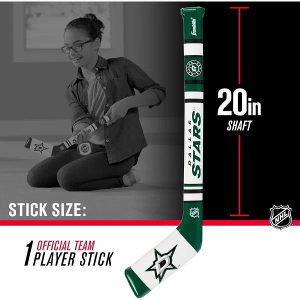 Franklin Sports NHL Team Mini Soft Hockey Stick Set  NHL Team Soft Foam Mini Hockey Stick and Ball  Great Toy for KidsDallas Stars